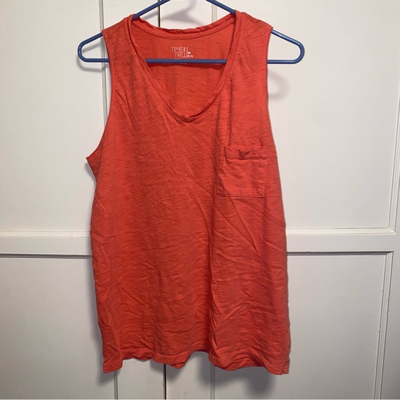 Time and Tru Women's Bold Orange Pocketed Tank Top - Picture 1 of 8